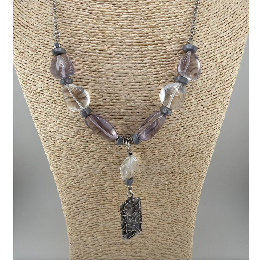 Artisan  Handcrafted Amethyst Hematite Quartz Statement Necklace